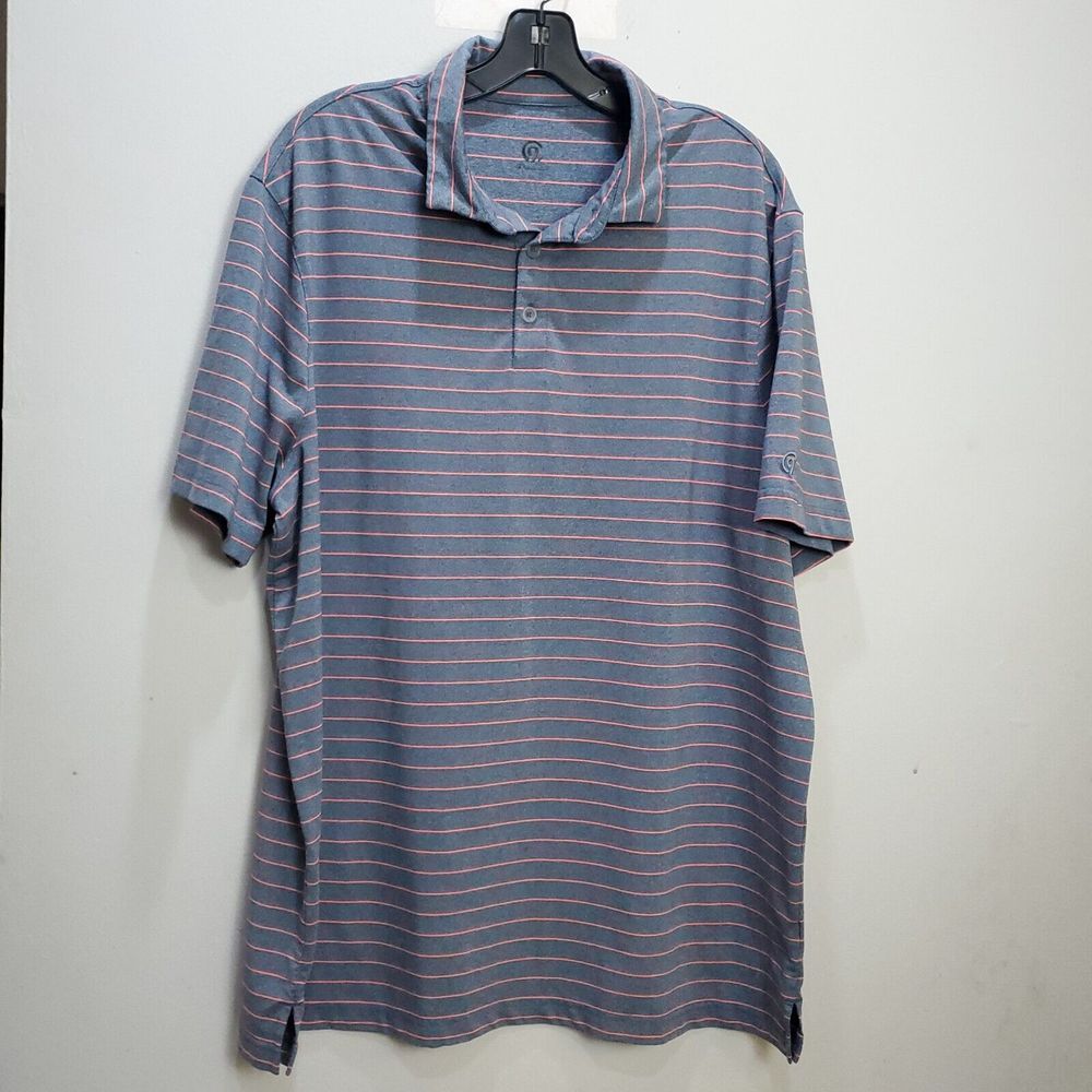 Champion C9 Striped Mens Polo Shirt Size XL Gray Short Sleeve Poly Sports Golf